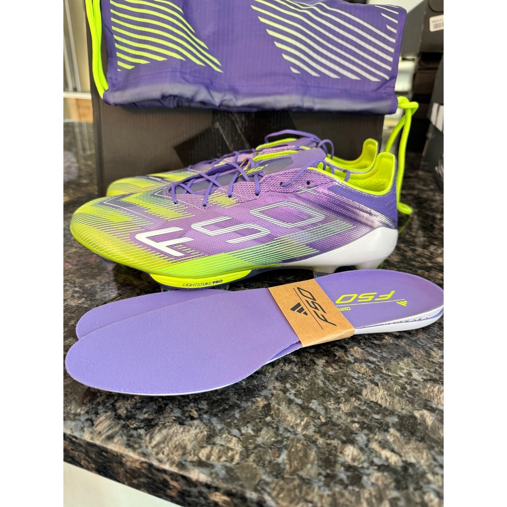 Adidas F50+ FG Soccer Cleats Purple Lucid Lemon JS3211 Mens 9.5 Womens 10.5
